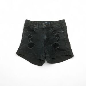 Black Aero Distressed Denim Shorts